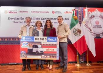 Develan Billete de Lotería que Reconoce al Proyecto Oliniay las capacidades científicas de México